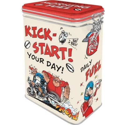 Abbildung von Nostalgic Art Retro Kaffeedose, 1,3 l, MOTOmania Kick Start Your Day! Geschenk Idee für Biker, Blech Dose mit Aromadeckel, Vintage Design