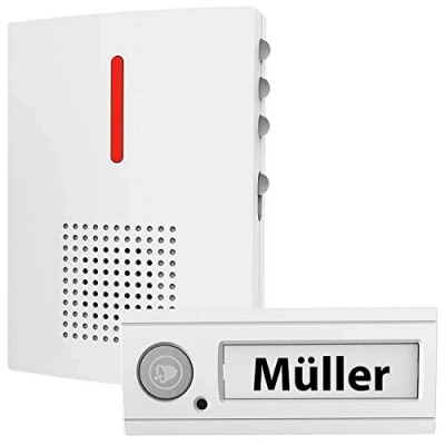 Abbildung von CASAcontrol Funk Türgong FTK 120 Funkgong Türklingel mit Licht &amp; Ton Signal, 434, weiß 3 Signal Modi: nur oder sowie und gleichzeitig
