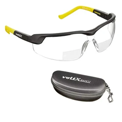 Abbildung von voltX GT Adjustable Bifokale Lesen Schutzbrille (KLAR +1.0 Dioptrie), Anti Beschlag Beschichtung, anpassbarer Bügel, Kratzfest, UV400 Schutz + Sicherheitsetui