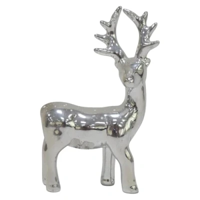 Abbildung von Dadeldo Living &amp; Lifestyle Hirsch Dekofigur Silber Steingut 14x9cm Weihnachtsdeko