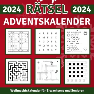 Abbildung von Rätsel Adventskalender für Erwachsene und Senioren: Weihnachtskalender Rentner mit Sudoku, Kreuzworträtsel &amp; Mehr: Nikolaus Geschenke Oma, Opa