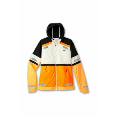 Abbildung von Brooks Visible 2.0 Regenjacke / wasserabweisende Jacke, Damen, Größe: 36, Ecru fluoro flash black