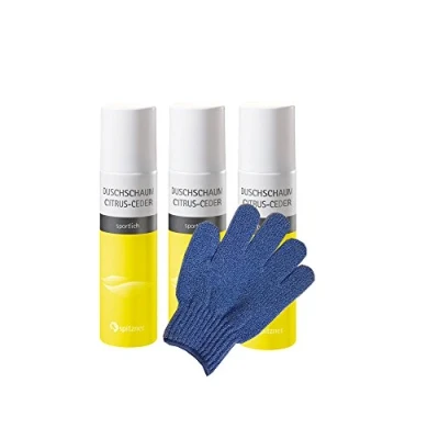 Abbildung von Spitzner Duschschaum Frischekick Sparpaket (3 x 150 ml) mit einem Gratis Massagehandschuh
