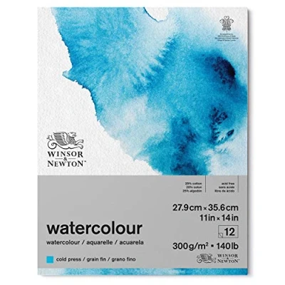 Abbildung von Winsor &amp; Newton 6667003 Classic Aquarellpapier im Block 12 Blatt 25,4 x 35,6cm , 300g/m²,geleimt, kaltgepresstes, leicht texturiertes weißes Papier in archivierbarer Qualität, gilbbeständig
