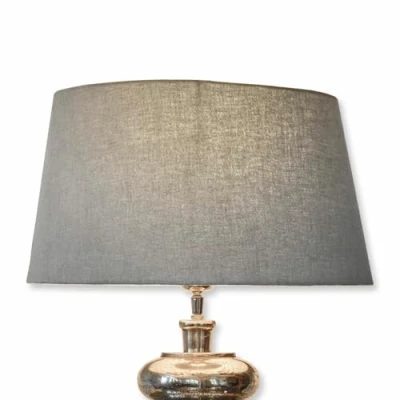 Abbildung von Loberon Lampenschirm Boffas, für Tisch oder Stehlampen geeignet, Weite Öffnung, passend E27 Fassungen, Wohn Accessoire, Eisen, Leinen, Taupe