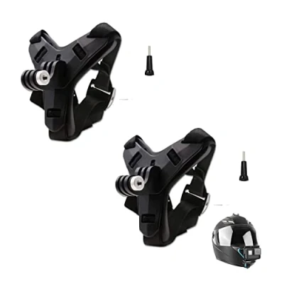 Abbildung von SRIKEKL (2 Sätze) Motorrad Helm Kinnriemen Gebogene Halterung für Gopro Hero, Session, Sjcam, Akaso, Campark, Yi Action Kameras