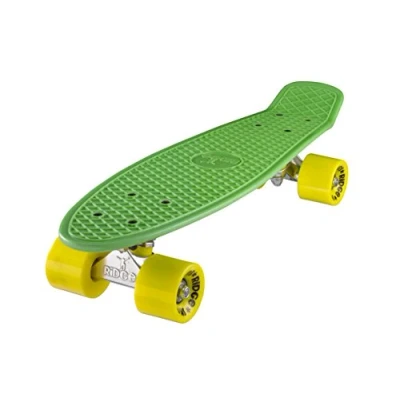 Abbildung von Ridge Skateboard 55 cm Mini Cruiser Retro Stil In M Rollen Komplett U Fertig Montiert Grün Gelb,