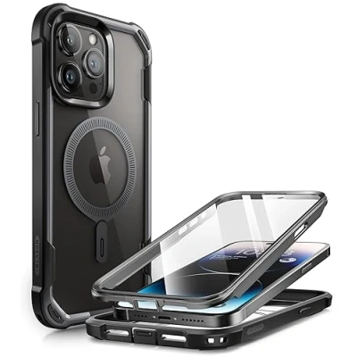 Abbildung von i Blason für iPhone 15 Pro Max Hülle Kompatibel mit MagSafe Bumper Case Durchsichtig Handyhülle Robust Schutzhülle Cover [Ares] Displayschutz Handy 2023, Schwarz