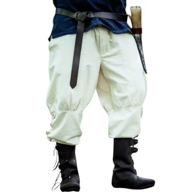 Abbildung von Leonardo Carbone® Wikingerhose mit Beinschnürung Magnus Herren Hosen, Mittelalter Kleidung, Wikinger Hose, Kostüm, Festival Outfit, LARP, Cosplay, Freizeithose 100% Baumwolle Natur XL