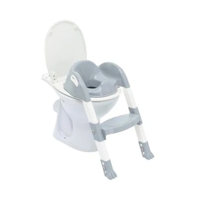Abbildung von THERMOBABY Kinder WC Reduzierer Kiddyloo Clever, spielerisch &amp; hygienisch Verstellbare Beine Rutschfeste Stufe Kompaktes Zusammenklappen Ab 18 Monate Grau Charme