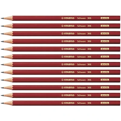 Abbildung von Bleistift STABILO Schwan in rot Härtegrad H 12er Pack