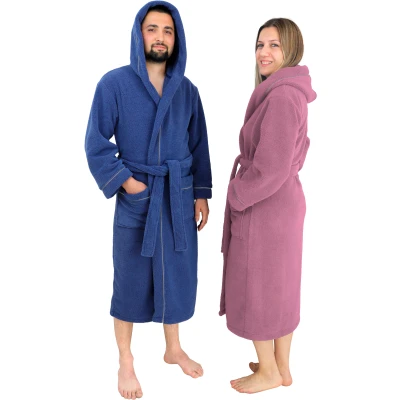 Abbildung von my home Unisex Bademantel »Lillou«, Langform, Microfaser, Kapuze, Gürtel, weiche und kuschelige Qualität, für Damen Herren, XS 3XL