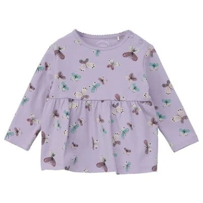 Abbildung von s.Oliver Langarmshirt Longsleeve mit All over Print Raffung, Mausezahnkante