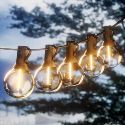 Abbildung von Yuucio Outdoor Lichterkette Außen 45M, LED Glühbirnen Aussen Mit 75+2 G40 PlastikBirnen, Wasserdicht IP44 Hängende lichterketten Strom für Garten, Terrasse, Party, Café 2700K Warmweiß
