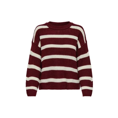 Abbildung von JdY Damen Strick Pullover JDYJusty gestreifter Damenpullover 15264902 Cabernet/Eggnog XS