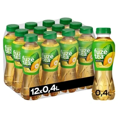 Abbildung von Fuze Tea Grüner Tee Mango Kamille erfrischende Fusion aus Tee, Saft und Kräutern mit Kombination kalorienarmer nachhaltigem Anbau Einweg Flaschen (12 x 400 ml)