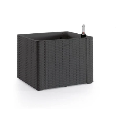 Abbildung von Kreher Pflanzkübel Pflanzkasten in Rattan Optik Anthrazit (Größe wählbar) (1 St)