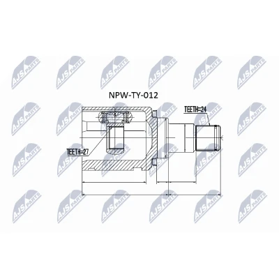 Abbildung von NTY NPW TY 012 Gelenksatz getriebeseitig, Vorderachse links TOYOTA: RAV4 II SUV, III Corolla IX Schrägheck