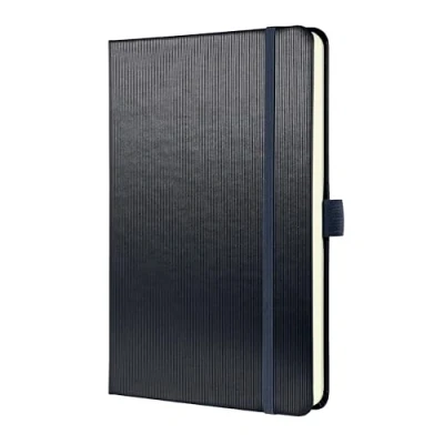 Abbildung von SIGEL CO405 Premium Notizbuch liniert, A5, Hardcover, 194 nummerierte Seiten, grau metallic, nachhaltiges Papier, mit Inhaltsverzeichnis, Stiftschlaufe, Falttasche, Gummibandverschluss, Conceptum