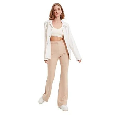 Abbildung von Trendyol Women&#039;s High Waist Flare Pants, Stone, 40