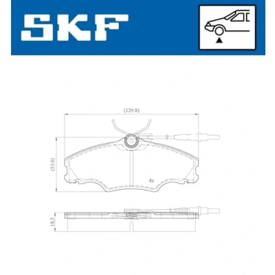 Abbildung von SKF VKBP 81057 E Bremsbelagsatz inkl. Verschleißwarnkontakt PEUGEOT: 406 Kombi, Limousine