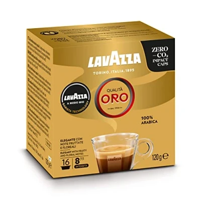 Abbildung von Lavazza, A Modo Mio Qualità Oro, 1 Packung mit 16 Kaffeekapseln, Ideal für einen Espresso floralen und fruchtigen Noten, 100% Arabica, Intensität 8/13, Mittlere Röstung