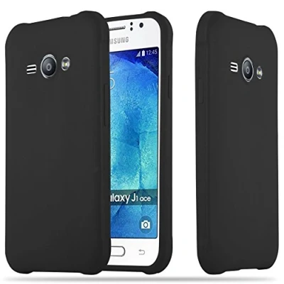Abbildung von Cadorabo Hülle kompatibel mit Samsung Galaxy J1 ACE Schutzhülle TPU Silikon Case Candy Design Slim Kratzfest Weiche Gummi Rundumschutz für in Schwarz