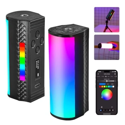 Abbildung von NEEWER Magnetischer Lichtstab Videoleuchte [2er Pack] mit APP Steuerung, 360 voll RGB Mini LED Video Leuchtstab 2500K 8500K Dimmbar CRI 97 2550mAh Akku 17 Szenen für Fotografie Vlog TikTok, TL97C