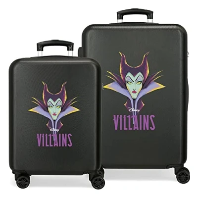 Abbildung von Disney Villains Maleficent Kofferset, Schwarz, 55/65 cm, starres ABS, seitliches Zahlenschloss, 56 l, 6 kg, 4 Doppelrollen, Handgepäck
