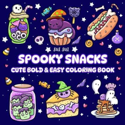 Abbildung von Spooky Snacks Cute Bold &amp; Easy Coloring Book: Simple Treats Goth Design For Stress Relief and Relaxation. Adults Teens