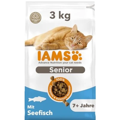 Abbildung von IAMS for Vitality Senior Katzenfutter trocken mit Seefisch 3kg...