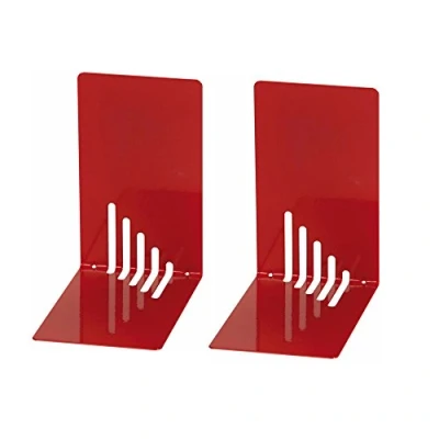 Abbildung von Wedo 1021002 Buchstütze (aus Metall, 14 x 8,5 cm) 2 Stück, rot