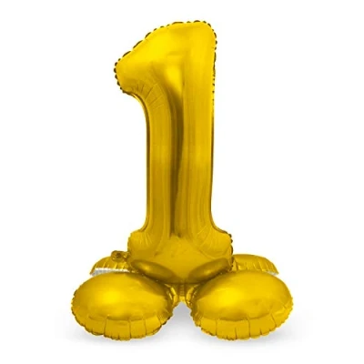 Abbildung von Folat 64701 Folienballon Zahl 1 Gold mit Basis ca. 81 cm 8714572647014