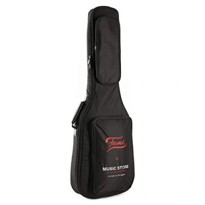 Abbildung von FAME Gitarrentasche (Deluxe Gigbag für E Gitarre Wetterfest Gepolstert mit Rucksackgarnitur und Zubehörfach Ideal Unterricht Probe Schwarz/Rot, Gitarrenkoffer Gitarrentaschen, Gitarren Tasche), Deluxe Gigbag, Wetterfest,