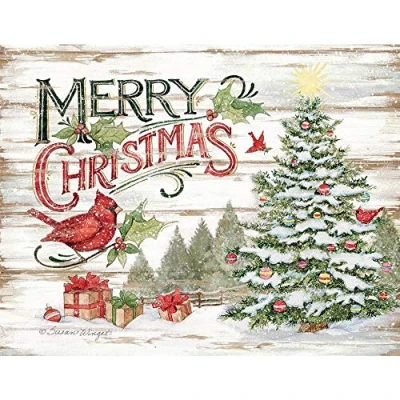 Abbildung von LANG Weihnachtskarten mit Kiefernwald, Kunstwerk von Sam Timm, 18 Karten und 19 Umschläge, 13,7 x 17,5 cm, exklusives Artwork Timm für LANG, Glitzerverzierung (1004866)