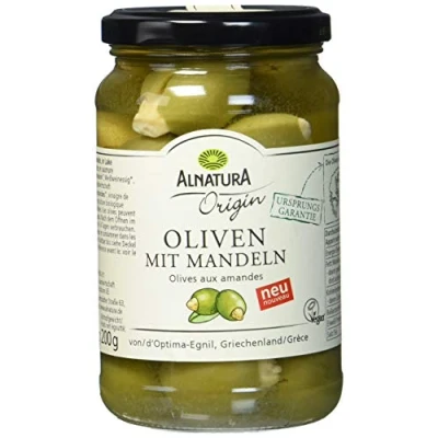Abbildung von Alnatura Grüne Oliven Mit Mandeln Bio, 350g (Abtropgewicht 200g)