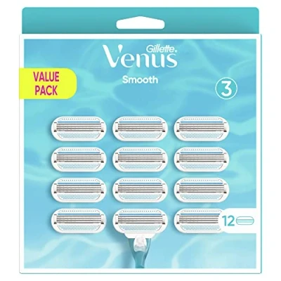 Abbildung von Gillette Venus Smooth Rasierklingen Damen, 12 Ersatzklingen für Damenrasierer mit 3 fach Klinge