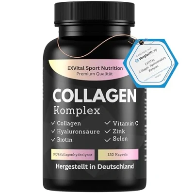Abbildung von Collagen Hyaluronsäure Komplex mit Biotin, Vitamin C, B2, Zink &amp; Selen Kapseln, 101 g