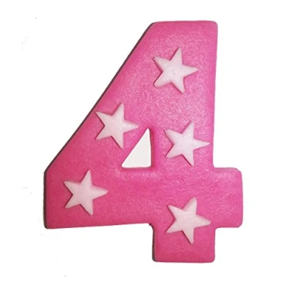 Abbildung von 6.5cm Rosa Zahl mit Sternen: 4