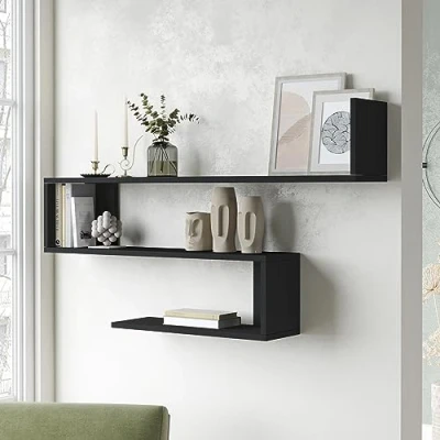 Abbildung von en.casa Wandregal, »Kitee« mit 3 Ablageflächen 71,5x120x14,5cm Schwarz