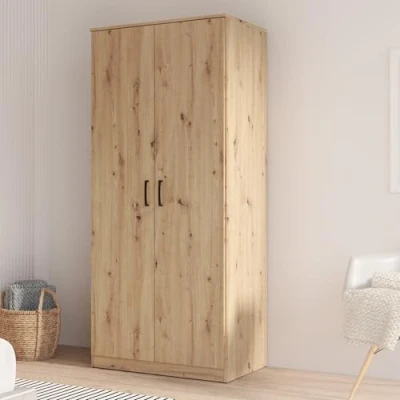 Abbildung von FORTE NIKO Kleiderschrank 82, Scandi mit 2 Türen, Holzwerkstoff, Artisan Eiche Dekor, 81,9 cm breit, 185 hoch, 52,7 tief
