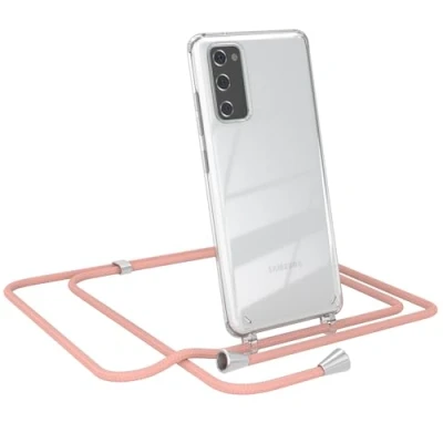 Abbildung von EAZY CASE Smartphone Necklace kompatibel mit Samsung Galaxy S20 FE / 5G, Tasche Kette Schultertasche Crossbody Bag, Handyhülle zum Umhängeband in komplett Alt Rosa Endstücken Silber