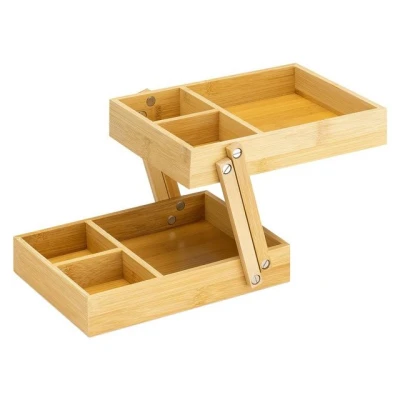 Abbildung von Navaris Aufbewahrungssystem Aufbewahrung Bambus ausziehbar 2 Etagen, 3 Fächer pro Box, Bambus, (1 tlg)