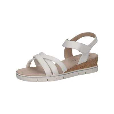 Abbildung von CAPRICE Damen Sandalen mit Absatz aus Leder Fußbett, Weiß (White Nappa), 39 EU