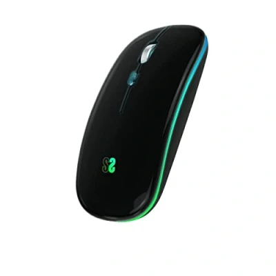 Abbildung von SUBBLIM Optische Maus, kabellos, Bluetooth, RGB, LED, für PC, Laptop, MacBook, mit 4 Tasten, Scrollrad, ultradünn, ergonomisch, leise, 1600 DPI, beidhändig (Schwarz)