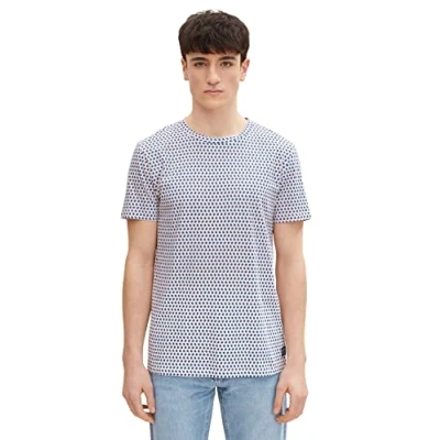 Abbildung von TOM TAILOR Denim Herren T Shirt mit Print 1031138, 29714 Blue Geometric Element Print, XL