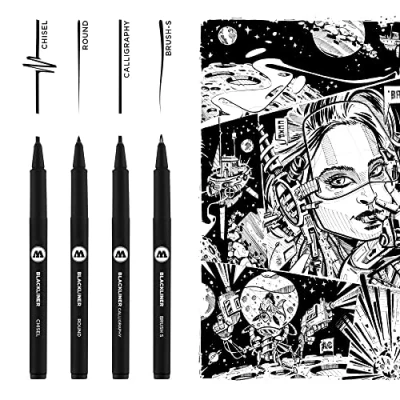 Abbildung von MOLOTOW BLACKLINER Set 3 Fineliner schwarz 4 St. Tintenpatrone