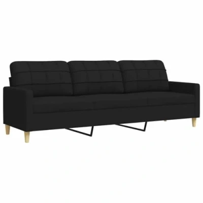 Abbildung von vidaXL 3 Sitzer Sofa, Polstersofa Couch mit Metallgestell, Relaxsofa für Wohnzimmer, Loungesofa Schlafsofa Gästesofa, Modern, Schwarz Stoff