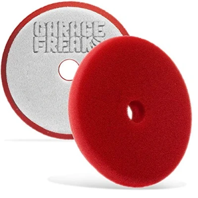 Abbildung von Garage Freaks Politurschwamm Heavy Cut Foam Pad 150mm rot Polierpad für 125mm Stützteller hochwertiges Velcro Made by Menzerna abgestimmt Schleifpolitur