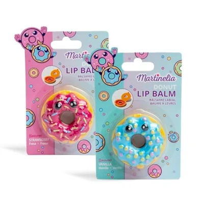 Abbildung von MARTINELIA Lippenbalsam Donut für Kinder Lippenpflege Mädchen Geschenk zufälliges Modell (Erdbeere, Vanille) 1 Stück